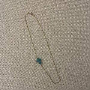Asymmetrical Turquoise and Gold Cross Necklace